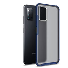 Coque Rebord Contour Silicone et Vitre Transparente Housse Etui pour Samsung Galaxy F52 5G Bleu