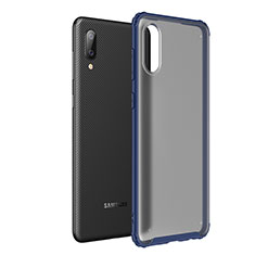 Coque Rebord Contour Silicone et Vitre Transparente Housse Etui pour Samsung Galaxy M02 Bleu