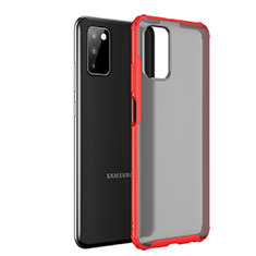 Coque Rebord Contour Silicone et Vitre Transparente Housse Etui pour Samsung Galaxy M02s Rouge