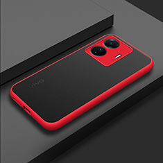 Coque Rebord Contour Silicone et Vitre Transparente Housse Etui pour Vivo iQOO Z6 Pro 5G Rouge