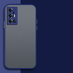 Coque Rebord Contour Silicone et Vitre Transparente Housse Etui pour Vivo X70 Pro+ Plus 5G Bleu