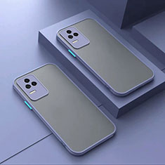 Coque Rebord Contour Silicone et Vitre Transparente Housse Etui pour Xiaomi Poco F4 5G Gris Lavende