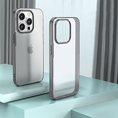 Coque Rebord Contour Silicone et Vitre Transparente Housse Etui QC1 pour Apple iPhone 13 Pro Gris Fonce