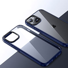 Coque Rebord Contour Silicone et Vitre Transparente Housse Etui QC2 pour Apple iPhone 13 Bleu