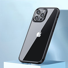 Coque Rebord Contour Silicone et Vitre Transparente Housse Etui QC3 pour Apple iPhone 14 Pro Max Noir