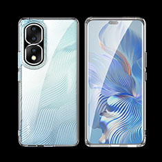 Coque Rebord Contour Silicone et Vitre Transparente Housse Etui W01L pour Huawei Honor 80 Pro 5G Clair