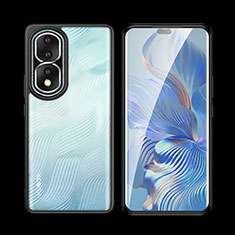 Coque Rebord Contour Silicone et Vitre Transparente Housse Etui W01L pour Huawei Honor 80 Pro 5G Noir