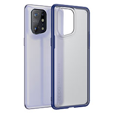 Coque Rebord Contour Silicone et Vitre Transparente Housse Etui W01L pour Oppo Find X5 5G Bleu