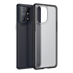 Coque Rebord Contour Silicone et Vitre Transparente Housse Etui W01L pour Oppo Find X5 5G Noir