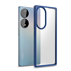 Coque Rebord Contour Silicone et Vitre Transparente Housse Etui WL1 pour Huawei Honor 70 5G Bleu