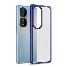 Coque Rebord Contour Silicone et Vitre Transparente Housse Etui WL1 pour Huawei Honor 70 Pro 5G Bleu