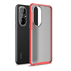 Coque Rebord Contour Silicone et Vitre Transparente Housse Etui WL1 pour Huawei P50 Rouge