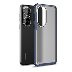 Coque Rebord Contour Silicone et Vitre Transparente Housse Etui WL1 pour Huawei P50e Bleu