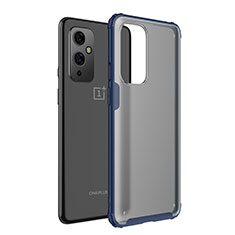 Coque Rebord Contour Silicone et Vitre Transparente Housse Etui WL1 pour OnePlus 9 5G Bleu