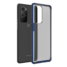 Coque Rebord Contour Silicone et Vitre Transparente Housse Etui WL1 pour OnePlus 9 Pro 5G Bleu