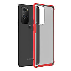 Coque Rebord Contour Silicone et Vitre Transparente Housse Etui WL1 pour OnePlus 9 Pro 5G Rouge