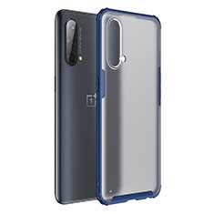 Coque Rebord Contour Silicone et Vitre Transparente Housse Etui WL1 pour OnePlus Nord CE 5G Bleu