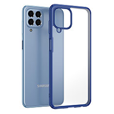 Coque Rebord Contour Silicone et Vitre Transparente Housse Etui WL1 pour Samsung Galaxy M33 5G Bleu