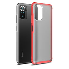 Coque Rebord Contour Silicone et Vitre Transparente Housse Etui WL1 pour Xiaomi Redmi Note 10S 4G Rouge