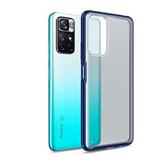 Coque Rebord Contour Silicone et Vitre Transparente Housse Etui WL1 pour Xiaomi Redmi Note 11S 5G Bleu