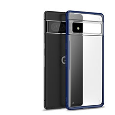 Coque Rebord Contour Silicone et Vitre Transparente Housse Etui WL2 pour Google Pixel 7 5G Bleu