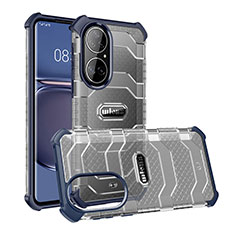 Coque Rebord Contour Silicone et Vitre Transparente Housse Etui WL3 pour Huawei P50 Pro Bleu