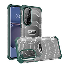 Coque Rebord Contour Silicone et Vitre Transparente Housse Etui WL3 pour Huawei P50 Pro Vert Nuit