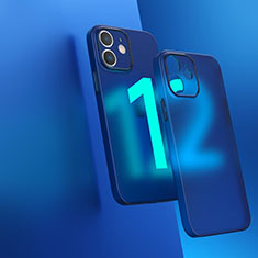 Coque Rebord Contour Silicone et Vitre Transparente Housse Etui WT1 pour Apple iPhone 12 Mini Bleu