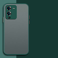 Coque Rebord Contour Silicone et Vitre Transparente Housse Etui Z01 pour Vivo V25 Pro 5G Vert Nuit