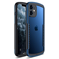 Coque Rebord Contour Silicone et Vitre Transparente Miroir Housse Etui H01 pour Apple iPhone 12 Mini Bleu