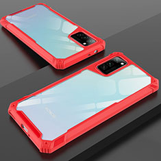 Coque Rebord Contour Silicone et Vitre Transparente Miroir Housse Etui H01 pour Huawei Honor View 30 5G Rouge