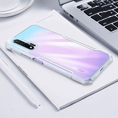 Coque Rebord Contour Silicone et Vitre Transparente Miroir Housse Etui H01 pour Huawei Nova 6 5G Blanc