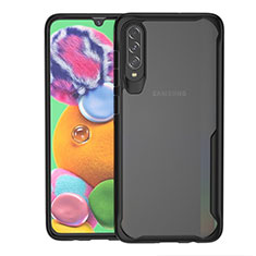 Coque Rebord Contour Silicone et Vitre Transparente Miroir Housse Etui H01 pour Samsung Galaxy A70 Noir