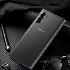 Coque Rebord Contour Silicone et Vitre Transparente Miroir Housse Etui H01 pour Samsung Galaxy Note 10 Plus 5G Bleu