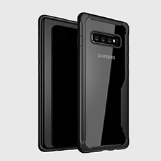 Coque Rebord Contour Silicone et Vitre Transparente Miroir Housse Etui H01 pour Samsung Galaxy S10 5G Noir