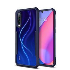 Coque Rebord Contour Silicone et Vitre Transparente Miroir Housse Etui H01 pour Xiaomi Mi A3 Bleu