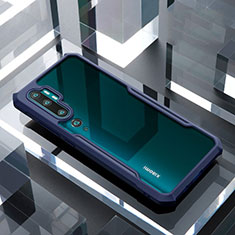 Coque Rebord Contour Silicone et Vitre Transparente Miroir Housse Etui H01 pour Xiaomi Mi Note 10 Pro Bleu