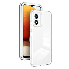 Coque Rebord Contour Silicone et Vitre Transparente Miroir Housse Etui H01P pour Motorola Moto E13 Blanc