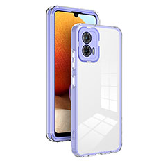 Coque Rebord Contour Silicone et Vitre Transparente Miroir Housse Etui H01P pour Motorola Moto G53 5G Violet