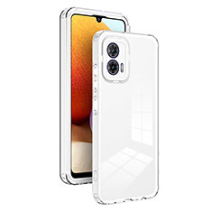 Coque Rebord Contour Silicone et Vitre Transparente Miroir Housse Etui H01P pour Motorola Moto G73 5G Blanc