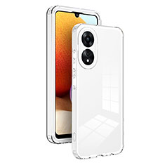 Coque Rebord Contour Silicone et Vitre Transparente Miroir Housse Etui H01P pour Oppo A58 5G Blanc