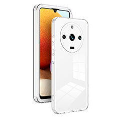 Coque Rebord Contour Silicone et Vitre Transparente Miroir Housse Etui H01P pour Realme 11 Pro 5G Blanc