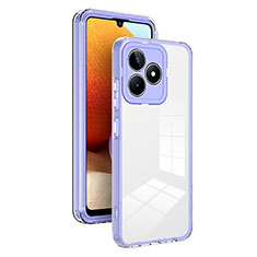 Coque Rebord Contour Silicone et Vitre Transparente Miroir Housse Etui H01P pour Realme C51 Violet