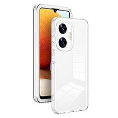 Coque Rebord Contour Silicone et Vitre Transparente Miroir Housse Etui H01P pour Realme C55 Blanc