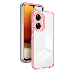 Coque Rebord Contour Silicone et Vitre Transparente Miroir Housse Etui H01P pour Realme C55 Or Rose