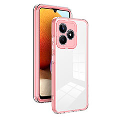 Coque Rebord Contour Silicone et Vitre Transparente Miroir Housse Etui H01P pour Realme C67 Or Rose