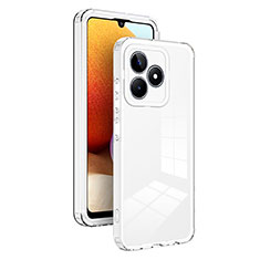 Coque Rebord Contour Silicone et Vitre Transparente Miroir Housse Etui H01P pour Realme Narzo N53 Blanc