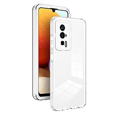 Coque Rebord Contour Silicone et Vitre Transparente Miroir Housse Etui H01P pour Xiaomi Poco F5 Pro 5G Blanc