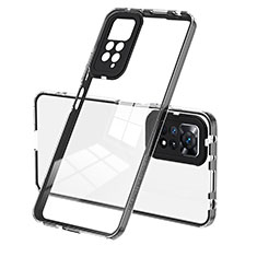 Coque Rebord Contour Silicone et Vitre Transparente Miroir Housse Etui H01P pour Xiaomi Redmi Note 11 4G (2022) Noir