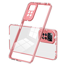 Coque Rebord Contour Silicone et Vitre Transparente Miroir Housse Etui H01P pour Xiaomi Redmi Note 11 4G (2022) Or Rose